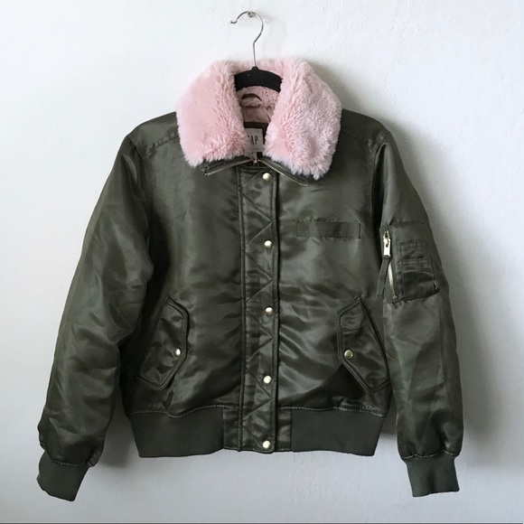 gap faux fur bomber jacket